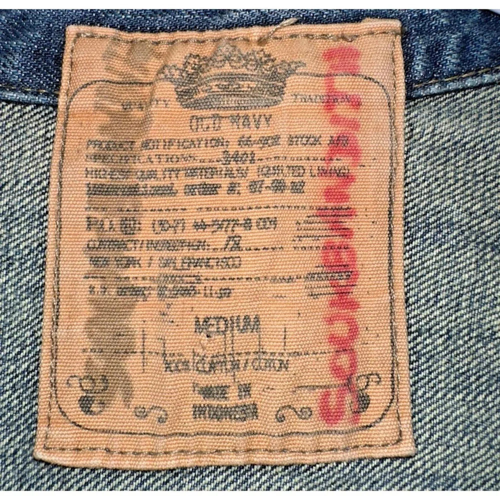 Old Navy‎ Vintage Boys Distressed Denim Trucker Jean Jacket M 100% Cotton Y2K